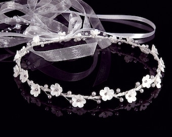 Corona de Comunión | Corona de Flores para Niñas | Accesorio para el Cabello de Boda | Corona Floral para el Cabello Blanco, Marfil I 11