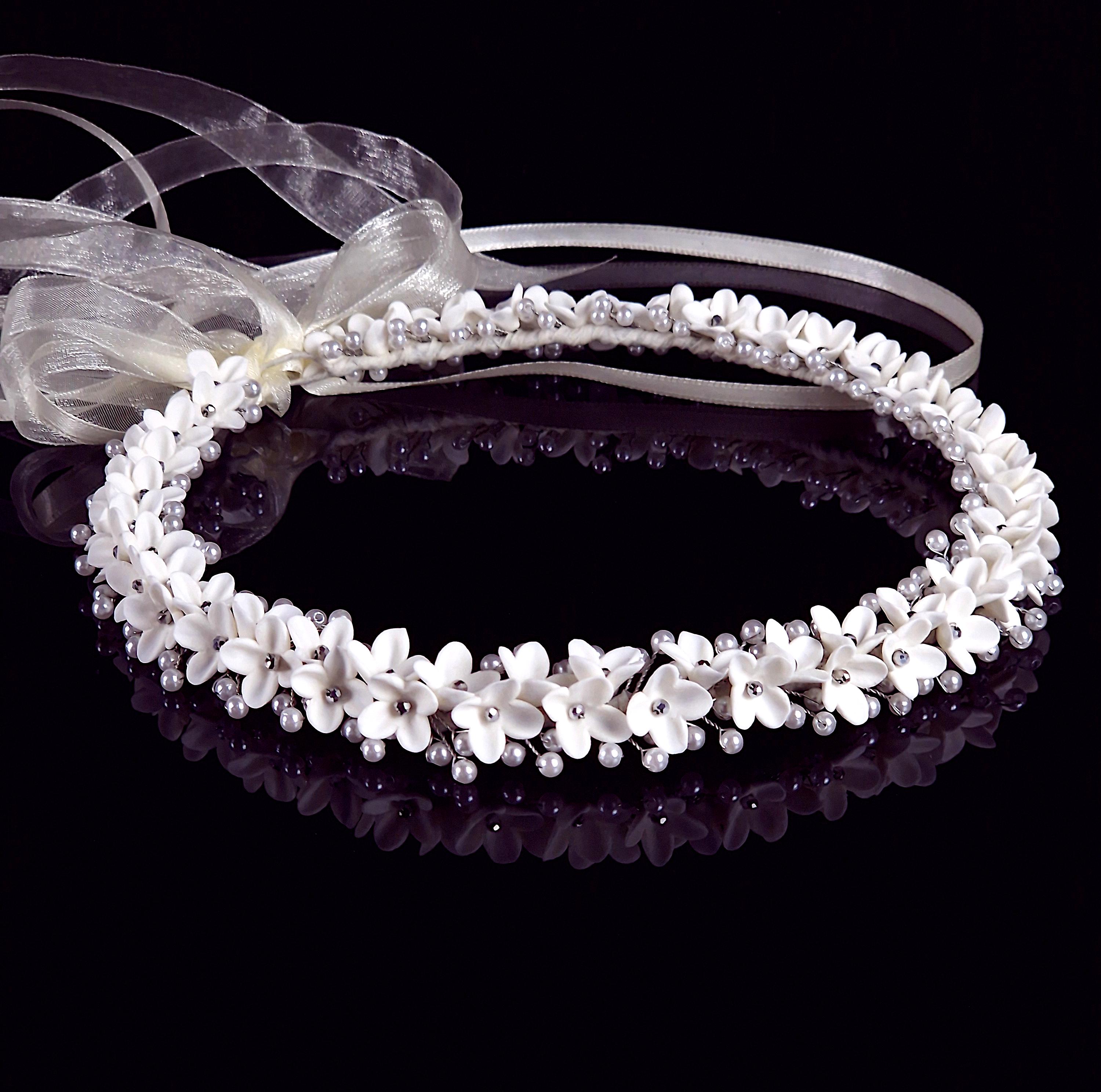 Floral wreath, hair wreath, communion & wedding Floral headpiece ivory…