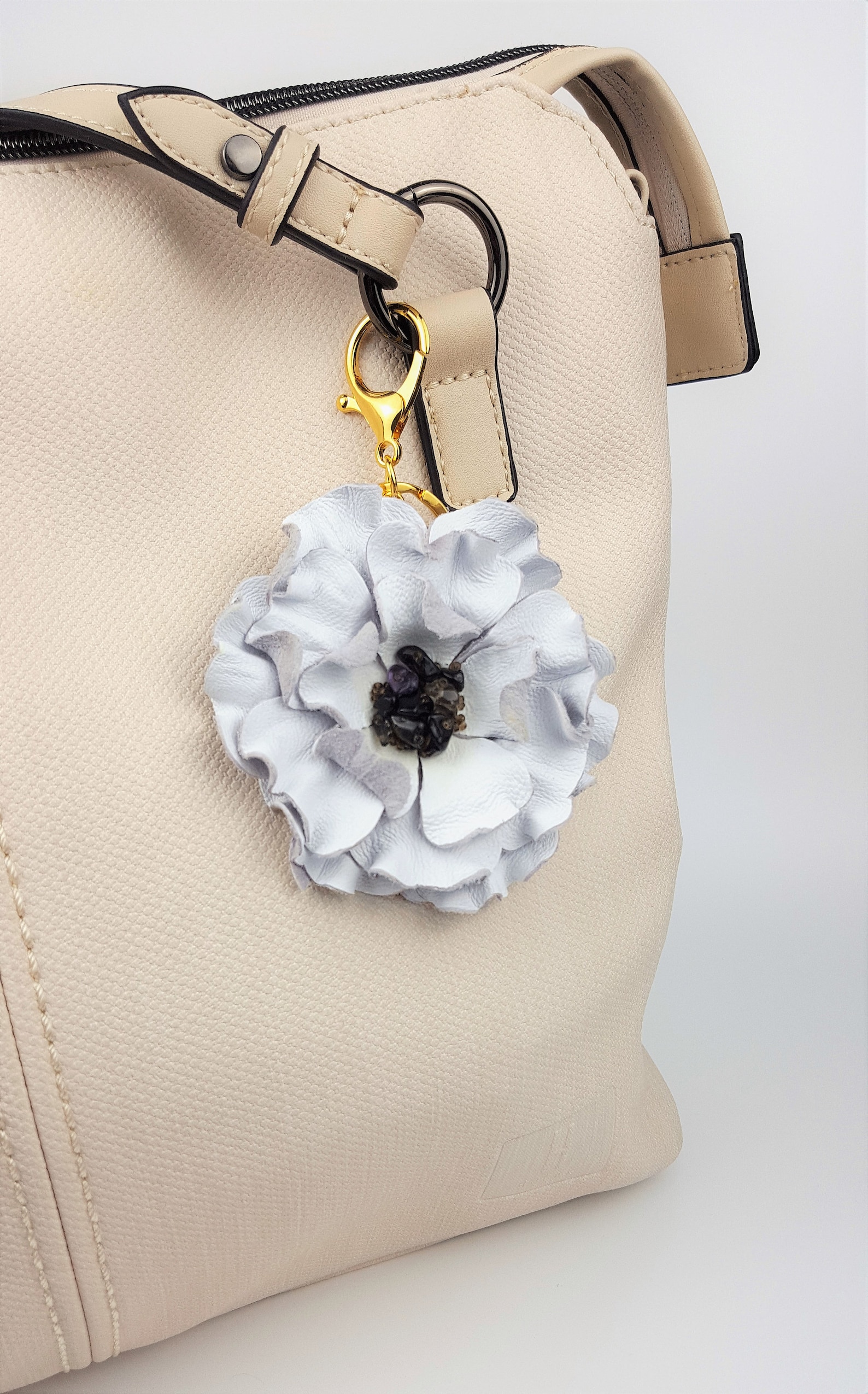 Genuine Leather Flower Bag Charm Handbag Pendant Flower Etsy