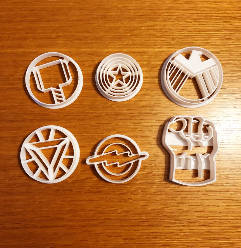 3D printed avengers marvel themed cookie cutter set of 6 Etsy