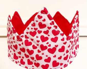 Personalised Fabric Valentines heart crown  reusable Eco friendly