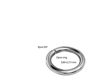 anneau ouvert noir rhodium 4 mm (argent sterling )