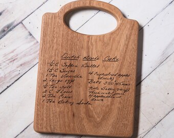 Custom Mahogany Cutting Board - Cheeseboard - Recipe Keepsake - Handwritten Recipe Engraved Board