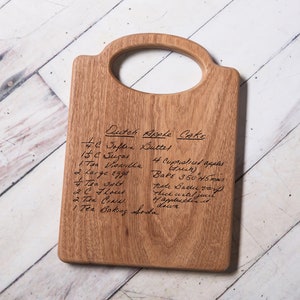 Custom Mahogany Cutting Board - Cheeseboard - Recipe Keepsake - Handwritten Recipe Engraved Board