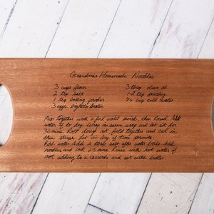 Custom Mahogany Serving Tray - Cheese board - Recipe Keepsake - Handwriting Keepsake - Monogram