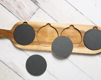 Custom Acacia Wood Flight with Slate Coasters