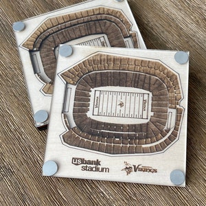 Custom Football Stadium Layered Coaster (Set of 2), 3D Wood Coaster. You pick the stadium! You pick the team!