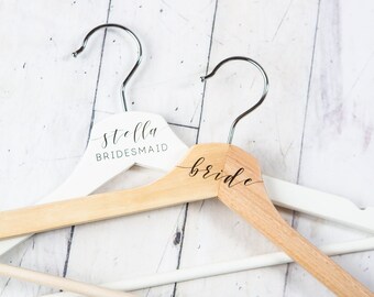 Custom Engraved Wooden Wedding Dress Hanger, Groom Hanger, Bridesmaid Hanger, Flower Girl Hanger