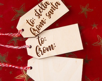 custom engraved wooden gift tags - Personalization available