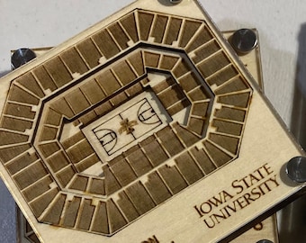 Custom Basketball Stadium Layered Coaster (Set of 2), 3D Wood Coaster - You pick the team! You pick the stadium!