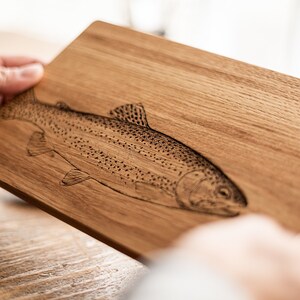 Cutting board fish engraving / breakfast board wooden board wooden snack board laser engraving personalized engraving image 2