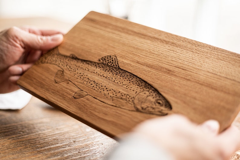 Cutting board fish engraving / breakfast board wooden board wooden snack board laser engraving personalized engraving image 2