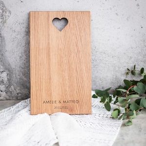 Cutting board heart / breakfast board wooden board wood engraved wedding personalized engraving bridal couple gift wedding gift names