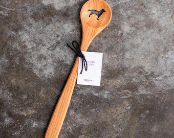 Cuchara de cocina de labrador / utensilio de cocina de madera artesanal / grabado personalizado