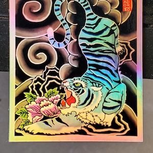 Holographic Tiger Tattoo Art Vinyl Sticker