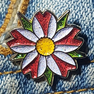 Cherry Blossom Tattoo Art Enamel Pin w/Glitter