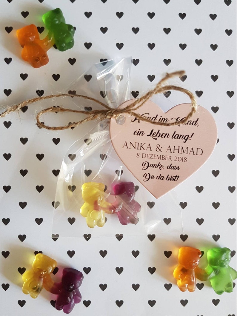 10x Gastgeschenk zur Hochzeit Fruchtgummi Tischdeko für Hochzeit, Hochzeitsdekoration Gummibärchen Pärchen Süßigkeiten als Gastgeschenke 画像 1