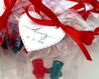 10x Gastgeschenk zur Hochzeit Fruchtgummi Tischdeko für Hochzeit, Hochzeitsdekoration Gummibärchen Pärchen Süßigkeiten als Gastgeschenke