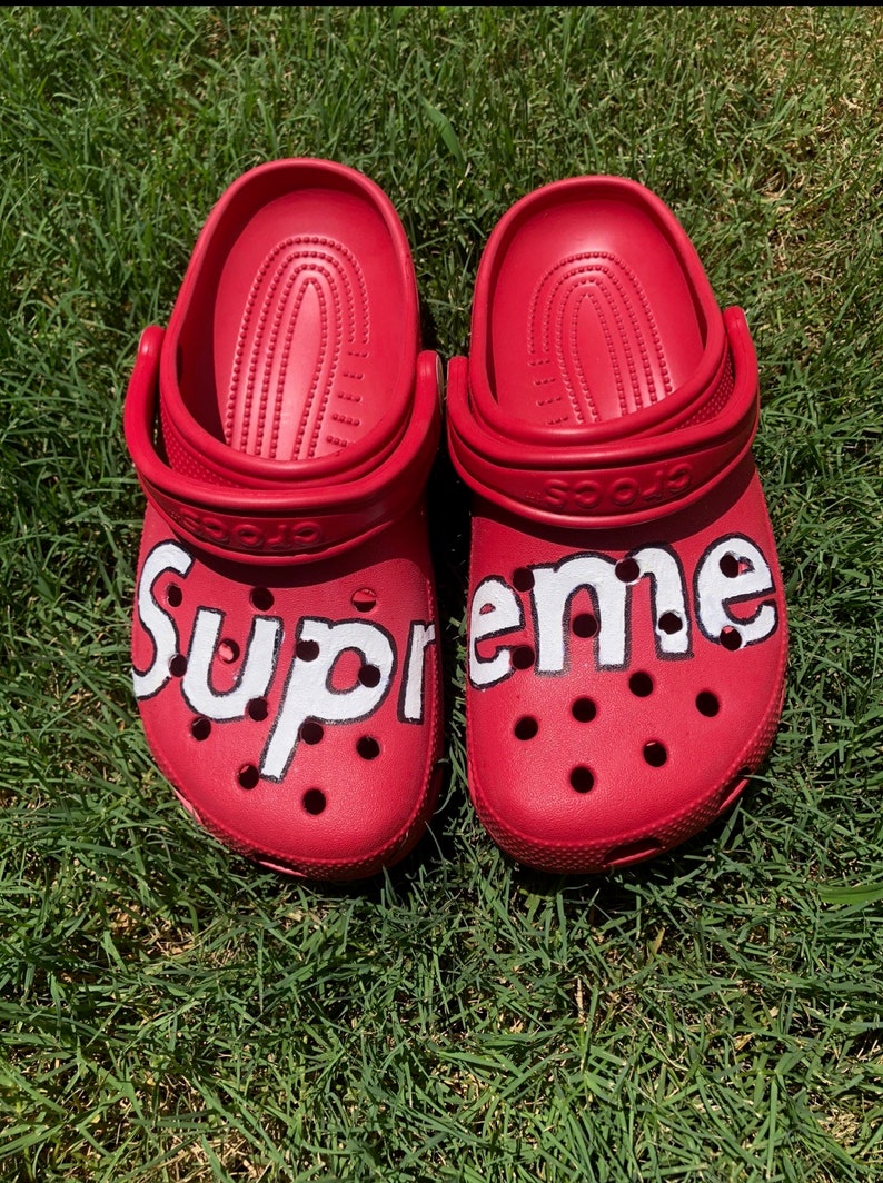 Custom Supreme Crocs Etsy