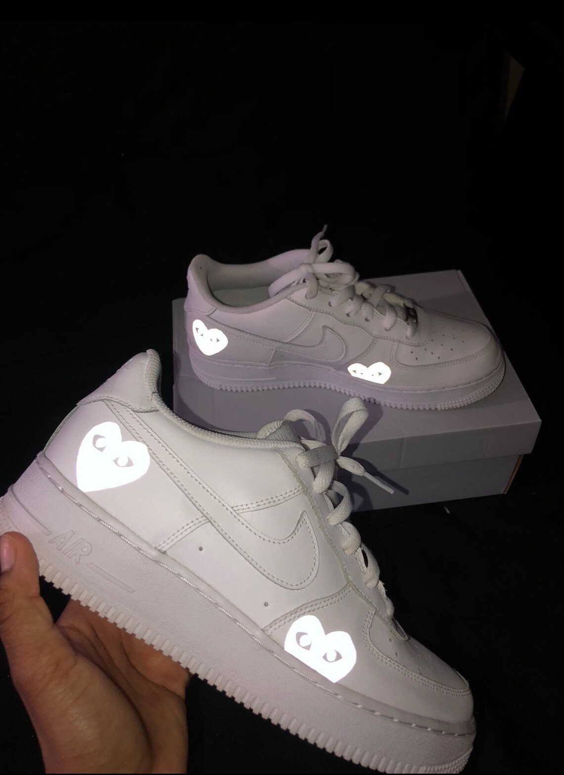 CDG Reflective Heart Air Force 1 | Etsy