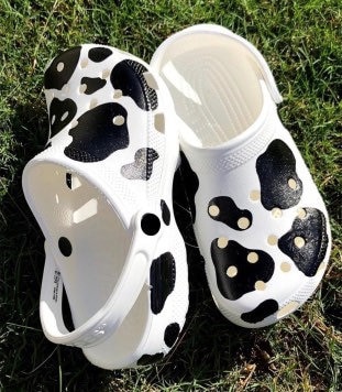 Cow painted crocs hot sale