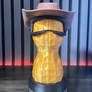 The Burnt Peanut 3D Printed Figurine, Gamer Desk Decor with interchangeable hats