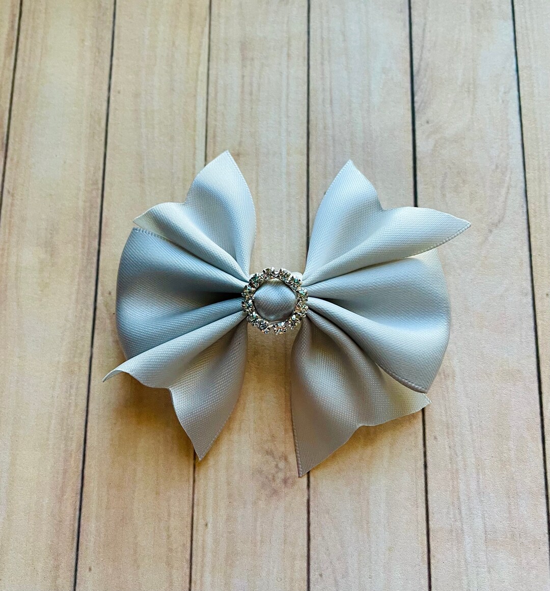 Gray Boutique Hairbow Gray Hair Bow Clip Girls Large Gray Etsy