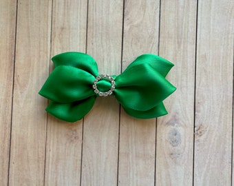 Green Boutique hairbow, Green Hair Bow Clip, Large Green hair bows, Big Green hair bows, Green ponytail bow, Butterfly bow