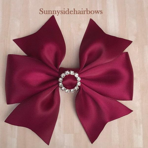 Burgundy Boutique hairbow, Burgundy Hair bows Clip, Burgundy bows, Burgundy Stacked Bow, Burgundy ponytail bow, Girls Burgundy bow