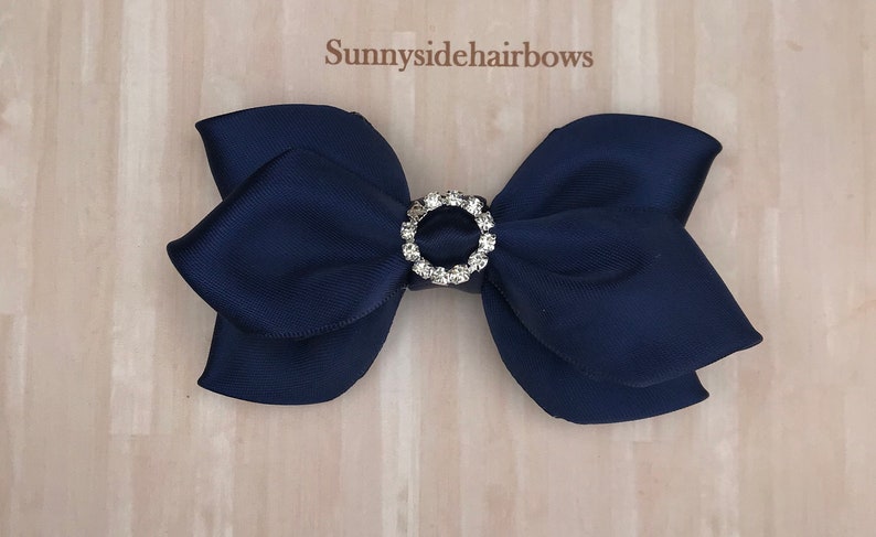 Large Blue Hair Bow - Sequin Bow with Snap Clip - wide 9