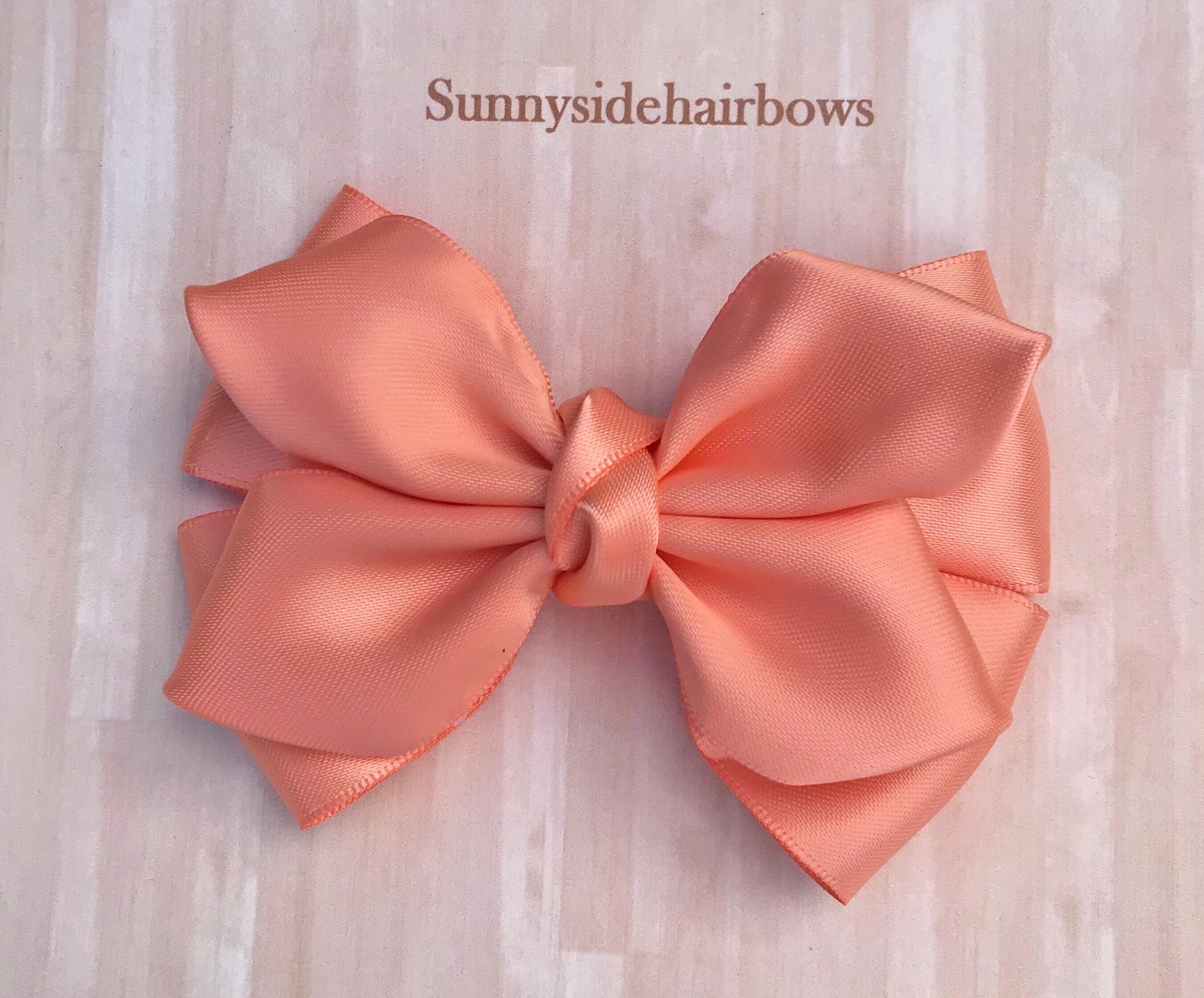 Peach Boutique Hairbow, Peach Hair Bow Clip, Large Peach Hair Bows