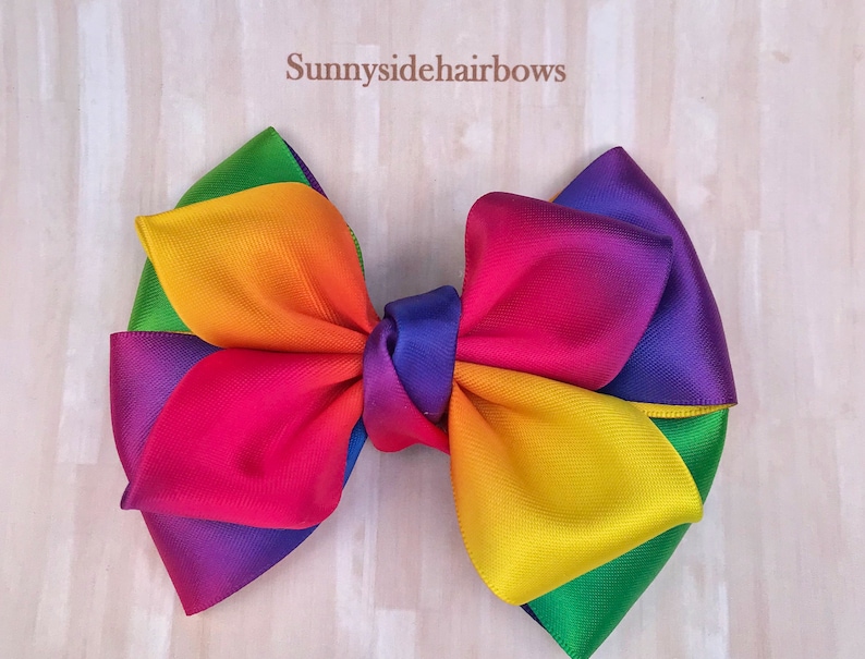 Rainbow Boutique Hairbow Rainbow Hair Bow Clip Large Rainbow - Etsy