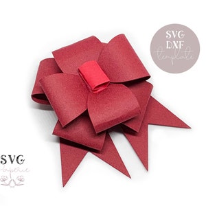 SVG - 3D Christmas Gift Bow Template, 3d bow svg, INSTANT download, dxf file also included. Paper Bow template, 3d ribbon svg, bow template