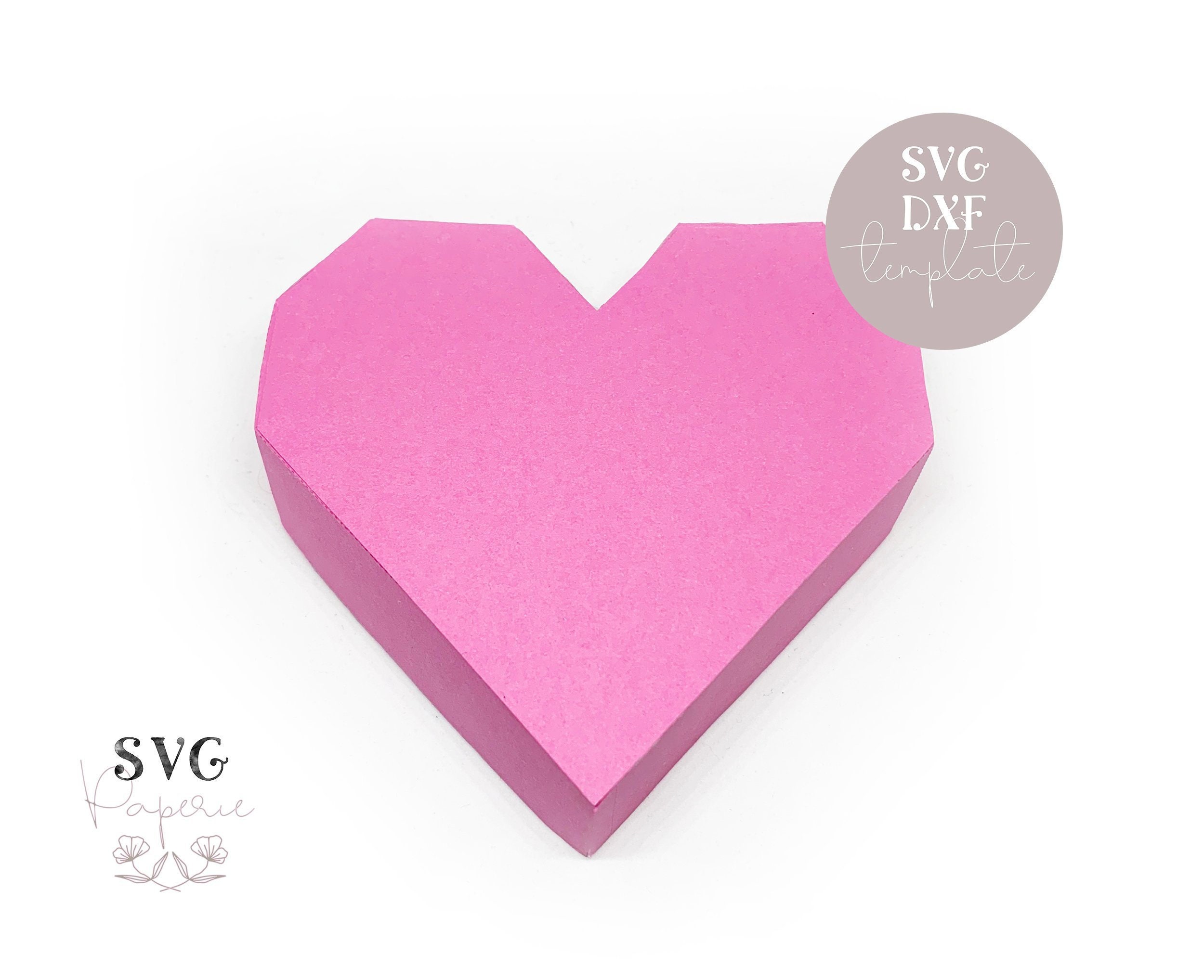 Download Svg 3d Paper Heart Box Svg Valentines Day Box Instant Etsy