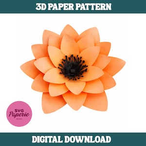 Plantilla SVG de flor de loto de papel en capas 3D – Patrón para manualidades en papel (Descarga digital)