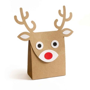SVG - 3D Reindeer Box svg - INSTANT download, box svg, Christmas box, party favor box, rudolph box, 3d svg, cricut, box template, treat boxs