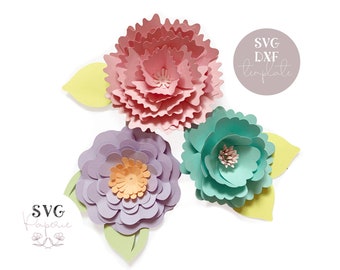 SVG - 3D Spring Flower Template Bundle 2, INSTANT download, Layered Flower svg, 3d poppy, 3d peony flower, 3d paper flowers, diy, cut file