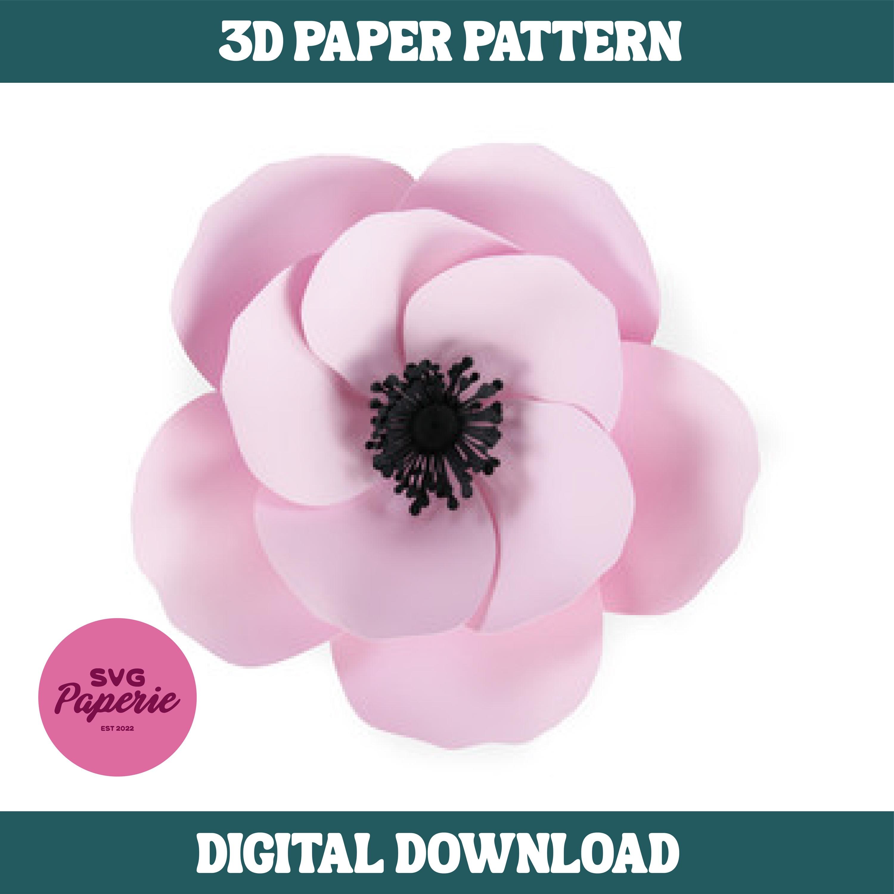Pink poppy flower stencil.