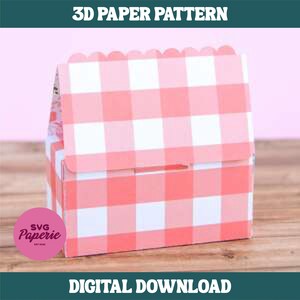 SVG - 3D Cute Gable Box svg - INSTANT download, box svg, party favor box, template, 3d svg, cricut, simple box, plain 3d paper box template