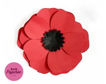 SVG - 3D-bloemsjabloon, Poppy Flower-svg, INSTANT download, dxf- en voor Cricut geoptimaliseerd bestand ook inbegrepen. Sjabloon papieren bloem, svg-bloem