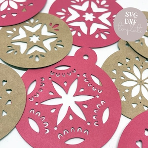 SVG DXF - Christmas Ornament Cut Out Tags Template, INSTANT download, Cricut and Silhouette compatible. Christmas tags svg, dxf and png