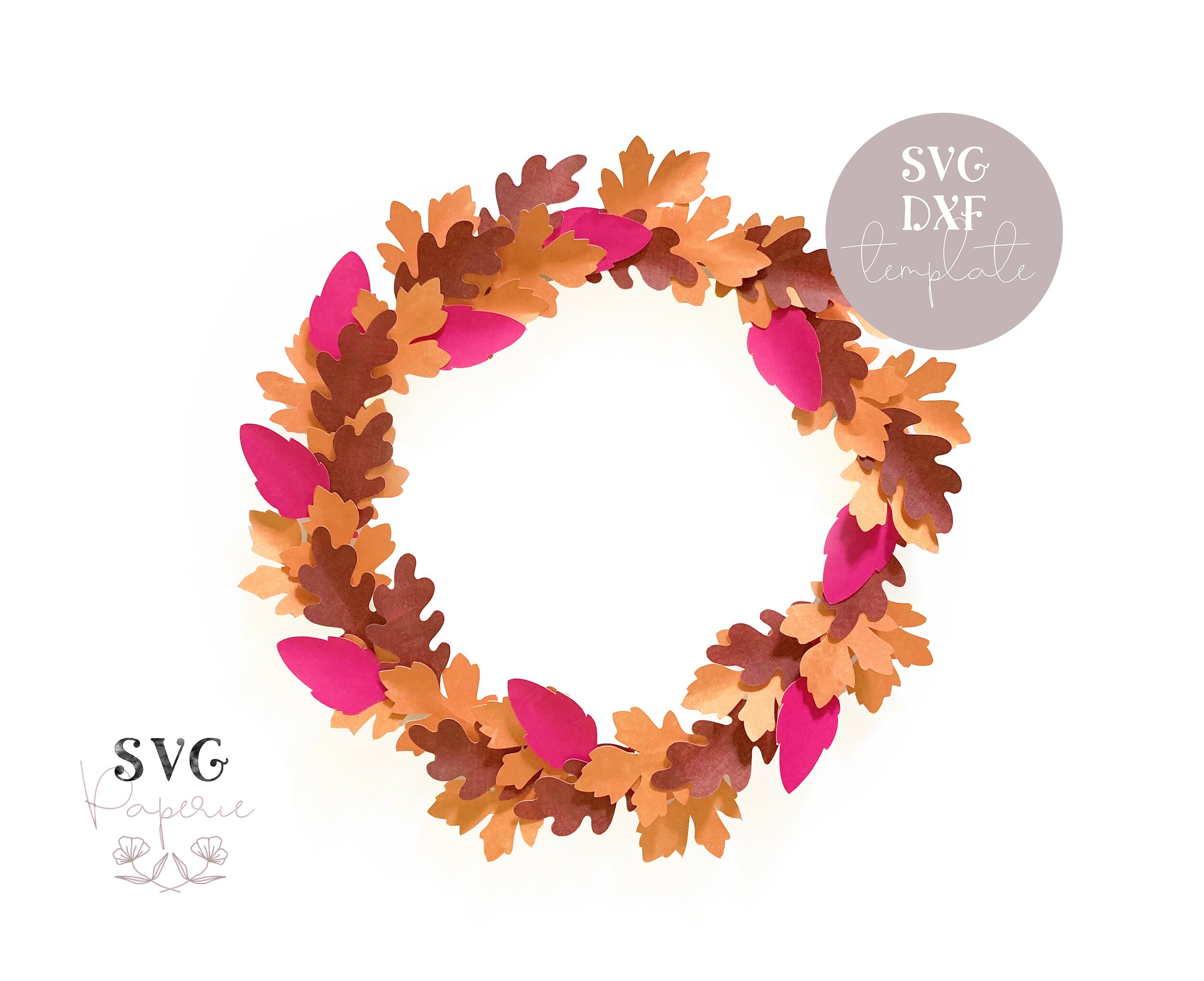 SVG/ DXF 3D Fall/autumn Leaves Wreath, 3D Template, INSTANT Download