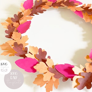 SVG/ DXF - 3D Fall/Autumn Leaves Wreath, 3D template, INSTANT download, dxf file, 3d svg, svg flower wreath, fall decor svg, cricut svg,wall