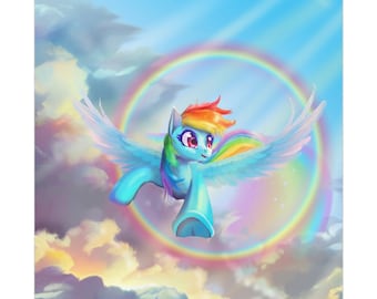 Rainbow Dash Art Print: My Little Pony, 11" x 11"