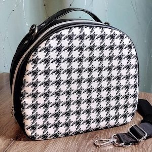 Bat Houndstooth Bowler Bag, Classy Spooky Handbag