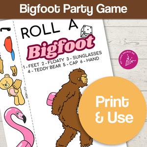 Sasquatch, Sasquatch Geschenke, Camping mit Sasquatch Kartenspiel, Kartenspiel mit Gebrüll, Familien Kartenspiel zum Ausdrucken