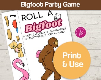 Bigfoot Game, Bigfoot Party supplies, Bigfoot Party favors, Bigfoot Party decoration, bigfoot gift