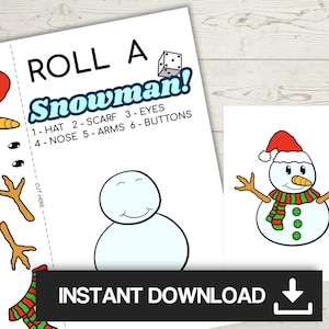 Roll a Snowman, Christmas party game, Snowman party game, Christmas family games, Snowman party ideas, Holiday games, Kids and adults games