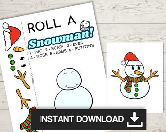 Roll a Snowman, Christmas party game, Snowman party game, Christmas family games, Snowman party ideas, Holiday games, Kids and adults games