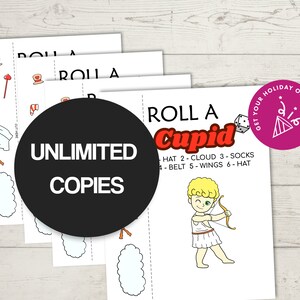 Roll a Cupid, Roll a Cupid Dice game, roll a cupid printable, Valentine games for kids, Valentine's Day games for kids, VDay printable games image 3